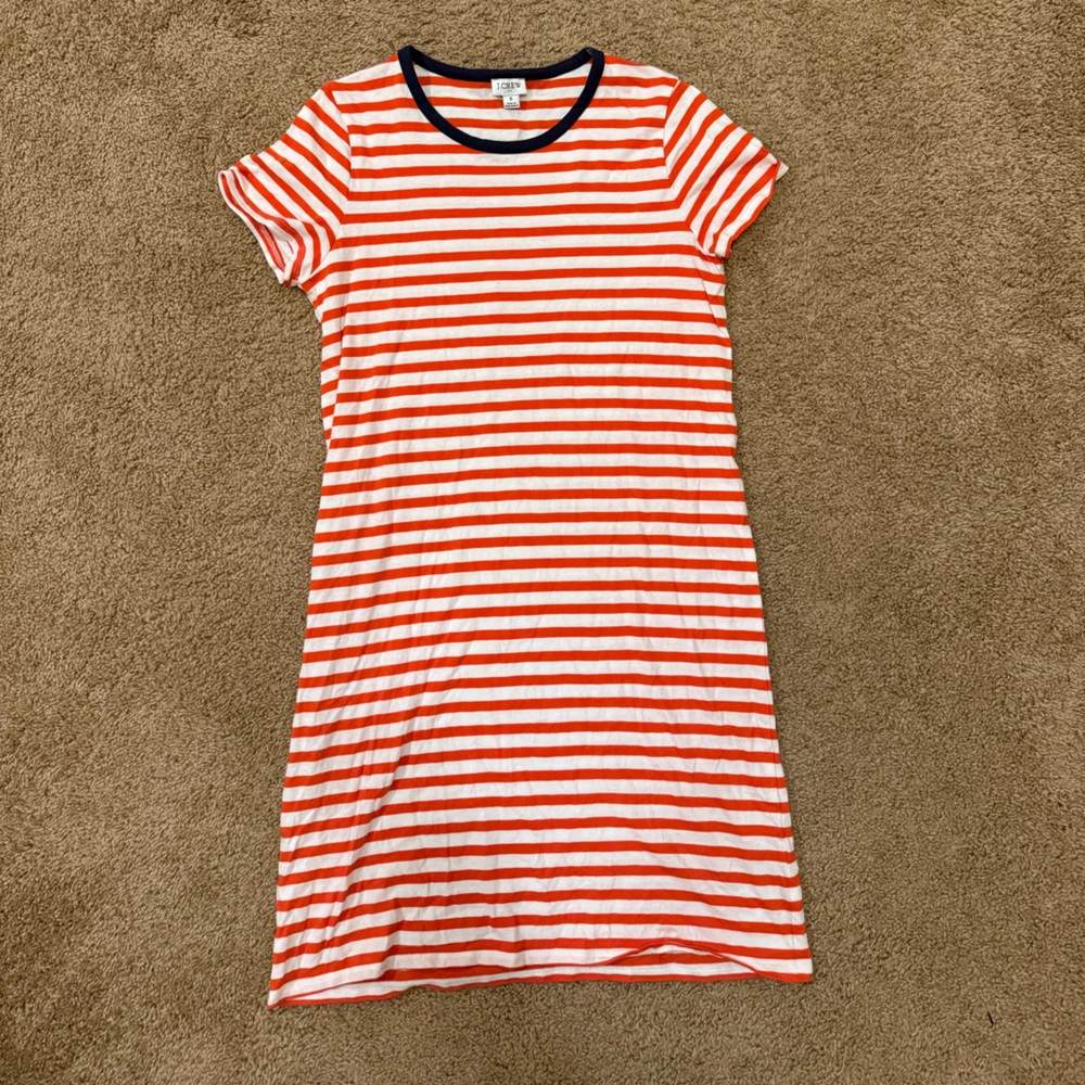 J. Crew Red and White Striped Dress